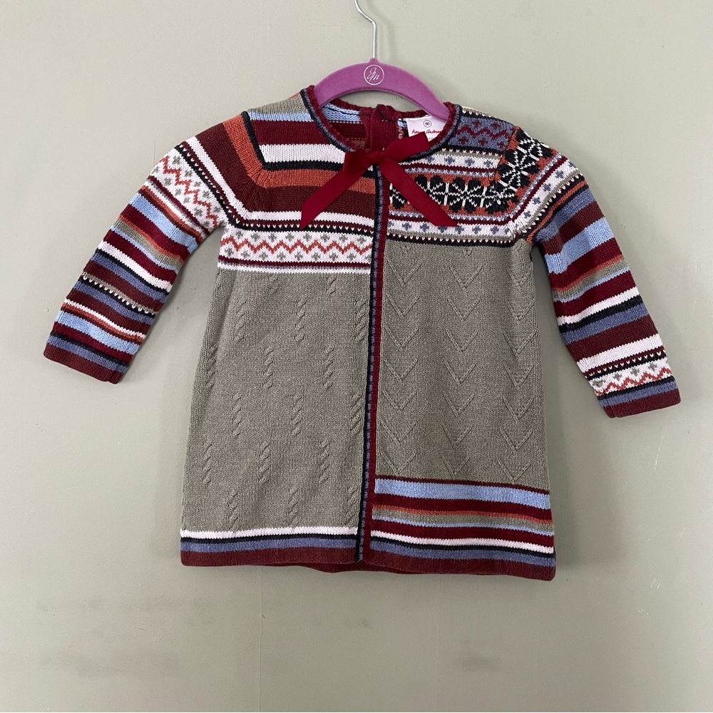 Hanna Andersson vintage baby girl fair isle sweater dress